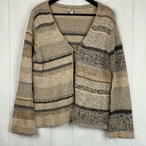 J. Jill Tan Striped Cardigan Size M